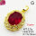 Cubic Zirconia,Brass Pendants,Oval,Plating Gold,Red,17x15mm,Hole:2mm,about 2.7g/pc,5 pcs/package,XFPC03623aajl-L024