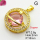 Cubic Zirconia,Brass Pendants,Round,Plating Gold,Pink,18mm,Hole:2mm,about 2.8g/pc,5 pcs/package,XFPC03626aajl-L024