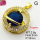 Cubic Zirconia,Brass Pendants,Round,Plating Gold,Royal Blue,18mm,Hole:2mm,about 2.8g/pc,5 pcs/package,XFPC03628aajl-L024