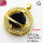 Cubic Zirconia,Brass Pendants,Round,Plating Gold,Black,18mm,Hole:2mm,about 2.8g/pc,5 pcs/package,XFPC03629aajl-L024