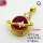 Cubic Zirconia,Brass Pendants,Round,Four-Pointed Star,Plating Gold,Red,18mm,Hole:2mm,about 3.4g/pc,5 pcs/package,XFPC03636avja-L024
