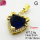 Cubic Zirconia,Brass Pendants,Heart,Plating Gold,Royal Blue,18x16mm,Hole:2mm,about 2.6g/pc,5 pcs/package,XFPC03640aajl-L024