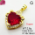 Cubic Zirconia,Brass Pendants,Heart,Plating Gold,Red,18x16mm,Hole:2mm,about 2.6g/pc,5 pcs/package,XFPC03641aajl-L024