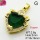 Cubic Zirconia,Brass Pendants,Heart,Plating Gold,Dark Green,18x16mm,Hole:2mm,about 2.6g/pc,5 pcs/package,XFPC03642aajl-L024