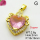 Cubic Zirconia,Brass Pendants,Heart,Plating Gold,Pink,18x16mm,Hole:2mm,about 2.6g/pc,5 pcs/package,XFPC03643aajl-L024