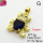 Cubic Zirconia,Brass Pendants,Bear,Plating Gold,Royal Blue,17x16mm,Hole:2mm,about 3g/pc,5 pcs/package,XFPC03660aajl-L024