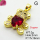 Cubic Zirconia,Brass Pendants,Bear,Plating Gold,Red,17x16mm,Hole:2mm,about 3g/pc,5 pcs/package,XFPC03663aajl-L024