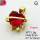 Cubic Zirconia,Brass Pendants,Bear,Plating Gold,Red,11x13mm,Hole:2mm,about 1.9g/pc,5 pcs/package,XFPC03668avja-L024