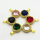 Cubic Zirconia,Brass Pendants,Round ,Plating Gold,Mixed Color,14mm,Hole:2mm,about 2.2g/pc,5 pcs/package,XFPC03673aajl-L024