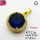 Cubic Zirconia,Brass Pendants,Round,Plating Gold,Royal Blue,14mm,Hole:2mm,about 2.2g/pc,5 pcs/package,XFPC03674aajl-L024