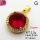 Cubic Zirconia,Brass Pendants,Round,Plating Gold,Red,14mm,Hole:2mm,about 2.2g/pc,5 pcs/package,XFPC03676aajl-L024