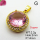 Cubic Zirconia,Brass Pendants,Round,Plating Gold,Pink,14mm,Hole:2mm,about 2.2g/pc,5 pcs/package,XFPC03677aajl-L024