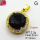Cubic Zirconia,Brass Pendants,Round,Plating Gold,Black,14mm,Hole:2mm,about 2.2g/pc,5 pcs/package,XFPC03678aajl-L024