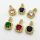 Cubic Zirconia,Brass Pendants,Square,Plating Gold,Mixed Color,10mm,Hole:2mm,about 1.6g/pc,5 pcs/package,XFPC03680avja-L024