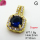 Cubic Zirconia,Brass Pendants,Square,Plating Gold,Royal Blue,10mm,Hole:2mm,about 1.6g/pc,5 pcs/package,XFPC03684avja-L024