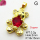 Cubic Zirconia,Brass Pendants,Bear,Plating Gold,Red,18x15mm,Hole:2mm,about 3.2g/pc,5 pcs/package,XFPC03689aajl-L024