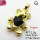 Cubic Zirconia,Brass Pendants,Bear,Plating Gold,Black,18x15mm,Hole:2mm,about 3.2g/pc,5 pcs/package,XFPC03690aajl-L024