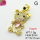 Cubic Zirconia,Brass Pendants,Bear,Plating Gold,Pink,17x11mm,Hole:2mm,about 1.5g/pc,5 pcs/package,XFPC03724aajl-L024