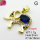 Cubic Zirconia,Brass Pendants,Elephant,Plating Gold,Royal Blue,14x18mm,Hole:2mm,about 1.7g/pc,5 pcs/package,XFPC03730aajl-L024