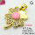 Cubic Zirconia & Enamel,Brass Pendants,Four-Leaf Clover,Plating Gold,Pink,20x16mm,Hole:2mm,about 2.4g/pc,5 pcs/package,XFPC03745aajl-L024