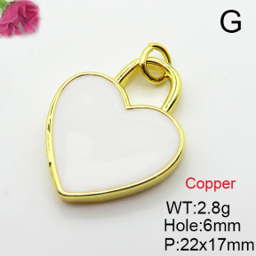 Enamel,Brass Pendants,Heart,Plating Gold,Mixed Color,22x17mm,Hole:6mm,about 2.8g/pc,5 pcs/package,XFPC03747vail-L024