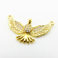 Micro Pave Cubic Zirconia,Brass Links Connectors,Eagle,Plating Gold,17x26mm,Hole:2mm,about 2.5g/pc,5 pcs/package,XFL02117aajl-L024