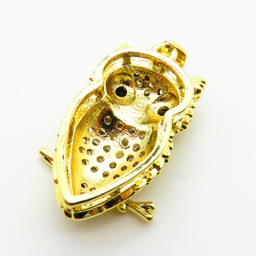 Micro Pave Cubic Zirconia,Brass Pendants,Owl,Plating Gold,23x16mm,Hole:2mm,about 4.1g/pc,5 pcs/package,XFPC03837baka-L024