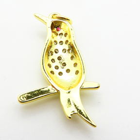Micro Pave Cubic Zirconia,Brass Pendants,Bird,Plating Gold,27x17mm,Hole:2mm,about 2.7g/pc,5 pcs/package,XFPC03855aajl-L024