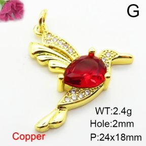 Micro Pave Cubic Zirconia,Brass Pendants,Bird,Plating Gold,24x18mm,Hole:2mm,about 2.4g/pc,5 pcs/package,XFPC03873aajl-L024