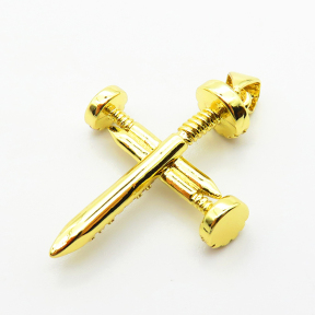 Micro Pave Cubic Zirconia,Brass Pendants,Nail,Cross,Plating Gold,26x21mm,Hole:2mm,about 2.8g/pc,5 pcs/package,XFPC04055aajl-L024