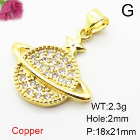 Micro Pave Cubic Zirconia,Brass Pendants,Round,Plating Gold,18x21mm,Hole:2mm,about 2.3g/pc,5 pcs/package,XFPC04075aajl-L024