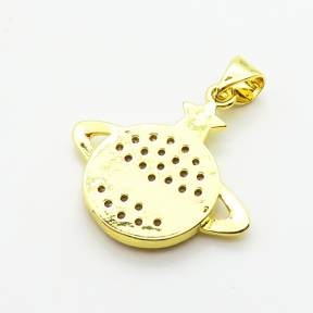 Micro Pave Cubic Zirconia,Brass Pendants,Round,Plating Gold,18x21mm,Hole:2mm,about 2.3g/pc,5 pcs/package,XFPC04075aajl-L024
