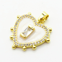 Micro Pave Cubic Zirconia & Enamel,Brass Pendants,Heart,Plating Gold,19x21mm,Hole:2mm,about 2.8g/pc,5 pcs/package,XFPC04156aajl-L024