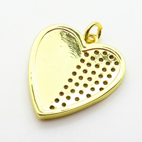 Micro Pave Cubic Zirconia & Enamel,Brass Pendants,Heart,Plating Gold,20x18mm,Hole:2mm,about 2.5g/pc,5 pcs/package,XFPC04174aajl-L024