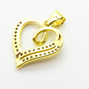 Micro Pave Cubic Zirconia,Brass Pendants,Heart,Plating Gold,15x16mm,Hole:2mm,about 1.1g/pc,5 pcs/package,XFPC04180vail-L024