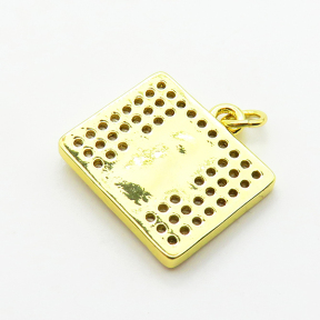 Micro Pave Cubic Zirconia & Enamel,Brass Pendants,Rectangle,Devil's Eye,Plating Gold,15x18mm,Hole:2mm,about 3.4g/pc,5 pcs/package,XFPC04218baka-L024