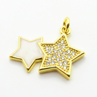 Micro Pave Cubic Zirconia & Enamel,Brass Pendants,Star,Plating Gold,12x19mm,Hole:2mm,about 1.7g/pc,5 pcs/package,XFPC04233avja-L024