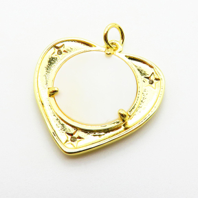 Micro Pave Cubic Zirconia & Enamel,Brass Pendants,Heart,Plating Gold,22mm,Hole:2mm,about 2.1g/pc,5 pcs/package,XFPC04239aajl-L024