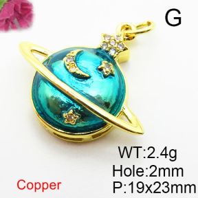 Micro Pave Cubic Zirconia & Enamel,Brass Pendants,Round,Moon,Star,Plating Gold,19x23mm,Hole:2mm,about 2.4g/pc,5 pcs/package,XFPC04248avja-L024