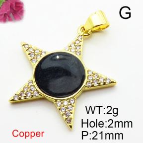 Micro Pave Cubic Zirconia & Enamel,Brass Pendants,Pentagram,Plating Gold,Mixed Color,21mm,Hole:2mm,about 2g/pc,5 pcs/package,XFPC04270aajl-L024