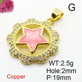 Micro Pave Cubic Zirconia & Enamel,Brass Pendants,Wreath,Pentagram,Plating Gold,Mixed Color,19mm,Hole:2mm,about 2.5g/pc,5 pcs/package,XFPC04276aajl-L024