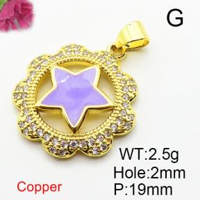 Micro Pave Cubic Zirconia & Enamel,Brass Pendants,Wreath,Pentagram,Plating Gold,Mixed Color,19mm,Hole:2mm,about 2.5g/pc,5 pcs/package,XFPC04276aajl-L024