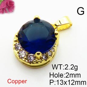 Micro Pave Cubic Zirconia,Brass Pendants,Nearly Round,Plating Gold,Mixed Color,13x12mm,Hole:2mm,about 2.2g/pc,5 pcs/package,XFPC04291aajl-L024