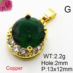 Micro Pave Cubic Zirconia,Brass Pendants,Nearly Round,Plating Gold,Mixed Color,13x12mm,Hole:2mm,about 2.2g/pc,5 pcs/package,XFPC04291aajl-L024