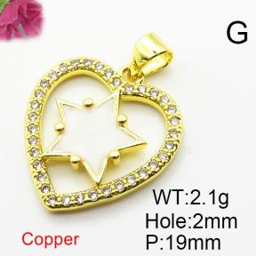 Micro Pave Cubic Zirconia & Enamel,Brass Pendants,Heart,Pentagram,Plating Gold,Mixed Color,19mm,Hole:2mm,about 2.1g/pc,5 pcs/package,XFPC04307aajl-L024