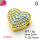 Micro Pave Cubic Zirconia & Turquoise,Brass Pendants,Heart,Plating Gold,Lake Blue & White,12x14mm,Hole:2mm,about 1.8g/pc,5 pcs/package,XFF00667avja-L017
