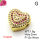 Micro Pave Cubic Zirconia,Brass Pendants,Heart,Plating Gold,Magenta & White,12x14mm,Hole:2mm,about 1.8g/pc,5 pcs/package,XFF00669avja-L017