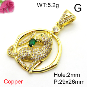 Micro Pave Cubic Zirconia,Brass Pendants,Partial Round,Cheetahs,Plating Gold,29x26mm,Hole:2mm,about 5.2g/pc,5 pcs/package,XFPC04322vbnb-L017