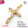 Cubic Zirconia,Brass Pendants,Cross,Plating Gold,Pink,35x25mm,Hole:2mm,about 4g/pc,5 pcs/package,XFPC04335ablb-L017