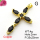 Cubic Zirconia,Brass Pendants,Cross,Plating Gold,Black,35x25mm,Hole:2mm,about 4g/pc,5 pcs/package,XFPC04341ablb-L017